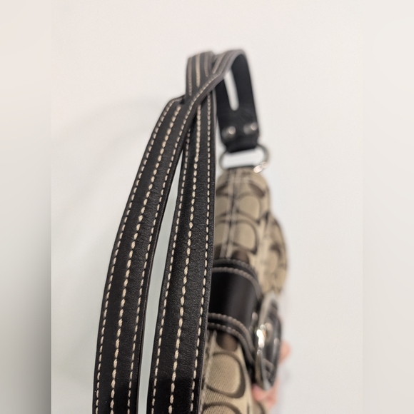 SOLD**Coach Vintage Y2K Signature logo Canvas mini Shoulder Bag - Brown and Tan - Picture 9 of 11